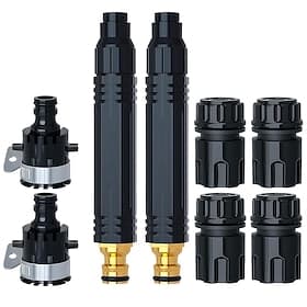 Kit de 8 raccords pour tuyau d'arrosage, comprenant des raccords rapides, 2 buses de pulvérisation haute pression, des adaptateurs universels pour robinet et u