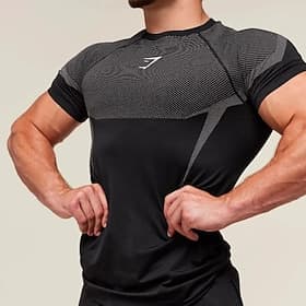 Homme Patchwork T-shirt de course T-shirt de compression T-shirt athlétique Haut de sport Été Mince Manche Courte Séchage Rapide Léger Évacuation de l'Humidité