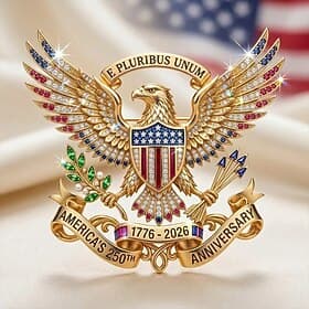 Broche commémorative du 250e anniversaire des États-Unis, épinglette patriotique représentant un aigle américain, broche en strass commémorative 1776-2026, bij
