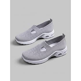 Chaussures de marche grises pour femmes avec coussin d'air – baskets légères et respirantes en maille, faciles à enfiler et à retirer, idéales pour la marche,