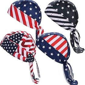 1pc Patriotic American Flag Cooling Headscarf Cap, Quick-Dry Elastic Sports Bandana for Men Women, USA Independence Day 250th Anniversary Cycling Skull Cap fo