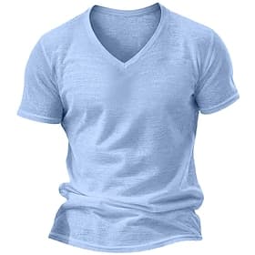 Homme T-shirt Chemise à manches courtes Manche Courte Col en V Été Printemps Uni Bande de Fosse Streetwear Élégant Occasionnel Pur Occasionnel Quotidien Extéri