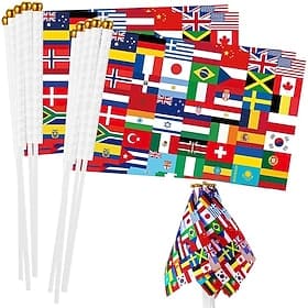 Lot de 30 mini drapeaux internationaux à hampe, décorations pour la Coupe du Monde de football, petits drapeaux portables pour fêtes internationales, événement