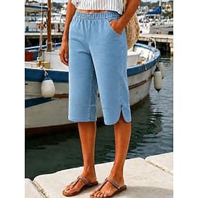 Femmes Jeans Denim Shorts Short Burmuda Mode Longueur mollet Taille haute Classique Confort Élastique Vacances Formel Bleu Noir Vert Kaki Été Printemps Coupe r