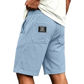 Homme Short gaufré Shorts Short décontracté Avec Poches Taille Élastique Uni Texturé Confort Respirant Au dessus des genoux Occasionnel Extérieur Plage Vacance