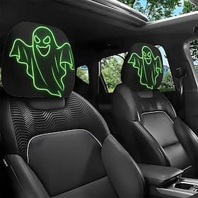 Lot de 2 ou 4 housses d'appuie-tête fluorescentes fantôme pour Halloween, protections d'appuie-tête phosphorescentes pour sièges auto, décoration intérieure un