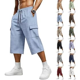 Homme Shorts cargo Shorts Shorts d'été Short décontracté Cordon de serrage Taille Élastique Multi-poches Uni Respirant Longueur mollet Occasionnel Extérieur Vê