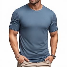 Homme T-shirt Manche Courte Col ras du cou Été Couleur Unie Sports Tremper Bande réfléchissante Occasionnel Sports Bleu Ciel Gris foncé Noir T-shirt haut de ga