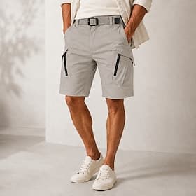 Short cargo homme en nylon stretch léger kaki