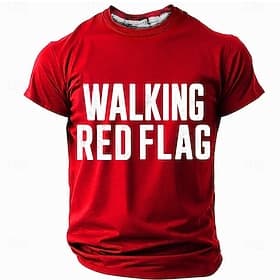 T-shirt streetwear rouge humoristique pour homme, avec un drapeau rouge, coupe classique, style décontracté, tailles S, M, L, XL, XXL, XXXL