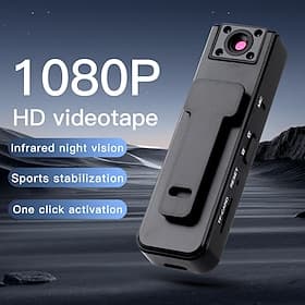 Caméra corporelle HD 1080p avec vision nocturne infrarouge, mini caméra de sécurité portable à clipser pour la maison, le bureau et l'extérieur, enregistreur v