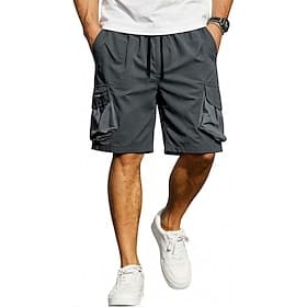 Homme Short cargo léger taille confortable Pantalon cargo Shorts Short décontracté Avec Poches Taille Élastique Uni Séchage Rapide Longueur Genou Occasionnel E