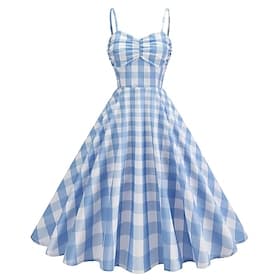 Années 1950 Rétro Vintage Rockabilly Midi Robe Évasée Sans manches À carreaux Ajusté Évasé Col en cœur Déguisement Femmes Fête du thé Décontracté Quotidien Ad