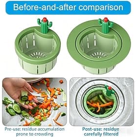2 Pack Cactus Kitchen Sink Strainer, Anti-Clogging Drain Filter Basket, Cute Sink Stopper Food Catcher with Easy-Lift Handle, Universal Sink Residue Filter for