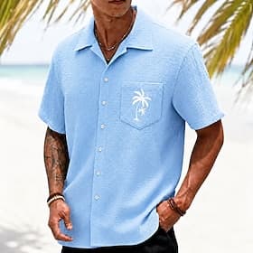 Homme Cocotier Plantes Tropicales Chemises hawaïennes Chemise froissée Chemises tropicales Manche Courte Hawaïen Quotidien Vacances à la Plage Été Printemps Co