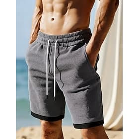 Homme Short gaufré Shorts Shorts d'été Shorts de plage Short décontracté Cordon de serrage Avec Poches Taille Élastique Bloc de Couleur Confort Respirant Longu