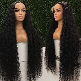 Perruque Cheveux Naturel humain 5x5 Fermeture dentelle frontale 13x4 Cheveux Brésiliens Bouclé Naturel Raie au milieu Femmes Densité 150% 180% we say baby hair
