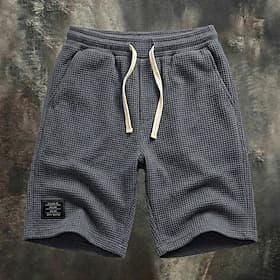 Homme Short gaufré Shorts d'été Shorts de plage Short décontracté Cordon de serrage Taille Élastique Pur Couleur Unie Couleur Pleine Confort Longueur Genou Occ