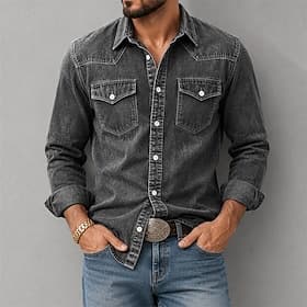 Chemise homme softfade™, chemise décontractée, chemise cargo, chemise en jean, chemise délavée à l'acide, teinte en pièce, noir, bordeaux, vert, bleu clair, ma