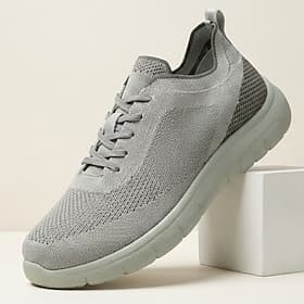 Baskets grises en maille pour homme, chaussures de marche décontractées et respirantes, légères et confortables pour les voyages, les activités de plein air et