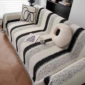 Housse de canapé monobloc anti-griffures de chat à chevrons, protection intégrale pour meubles, jeté de canapé lavable pour salon