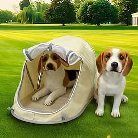 Tente pliable pour animaux de compagnie (convient aux chats et aux chiens), conception en maille respirante anti-moustiques, couchage double usage intérieur et