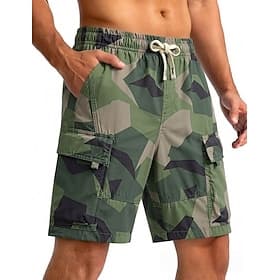 Homme Short cargo léger taille confortable Pantalon cargo Shorts Short décontracté Cordon de serrage Taille Élastique Multi-poches Camouflage Séchage Rapide Lo