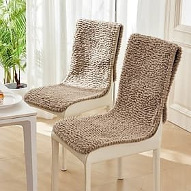 Housses de chaises de salle à manger en polaire sherpa résistante, housses extensibles et épaisses pour chaises de cuisine avec élastique au bas, adaptées aux