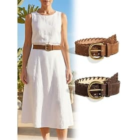 Ceinture tressée en similicuir pour femme, ceinture ajustable marron et café, accessoire de mode estival idéal pour les robes, les pantalons taille haute, les
