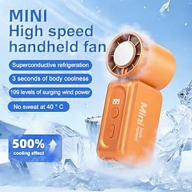 Ventilateur portable à 199 vitesses, mini ventilateur personnel haute vitesse avec affichage numérique LED, puissant ventilateur turbo rechargeable par USB pou