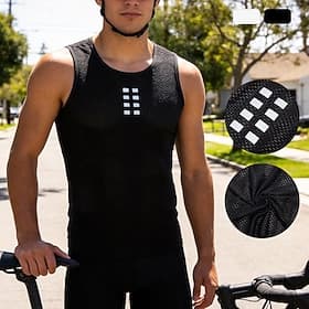 Gilet de cyclisme homme uni sans manches / gilet Wosawe avec 3 poches arrière, séchage rapide, respirant et extensible, noir et blanc.