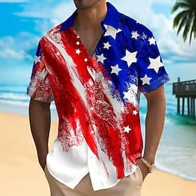 4 juillet 2026, 250e anniversaire Homme Drapeau Américain Chemise Chemise d'été Chemise Boutonnée Manche Courte Patriotique Extérieur Festival Été Printemps Co