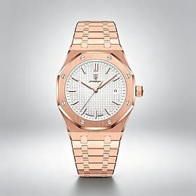 Luxury Men's Watch Rose Gold Stainless Steel Octagonal Bezel Business Fashion Dress Watch with Date Waterproof Luminous Hands Quartz Wristwatch for Men Male Gi