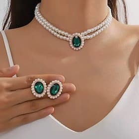 Parure de bijoux 2 Acrylique 1 Collier Boucles d'oreilles Femmes Élégant Parure de Bijoux Pour Soirée Mariage