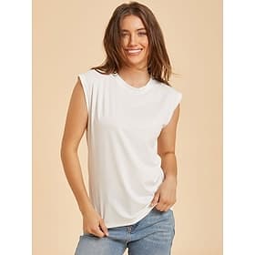 Femmes T-shirt Débardeur Couleur Unie Mode Élégant Basique Sans manches Col rond Hauts Longs Occasionnel Quotidien Sortir Bleu Noir Blanche Jaune Marron clair