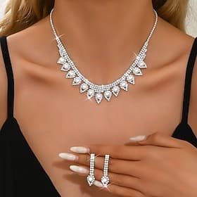 Parure de bijoux 2 Perle Alliage Boucles d'oreilles Collier Femmes Mode Parure de Bijoux Pour Soirée