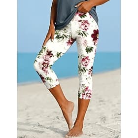 Women's Capri Pants Chinos Leggings Vacation Fashion Streetwear Capris High Waist Floral Graphic Print Comfort Soft Comfortable Stretchy Daily Outdoor Vacation