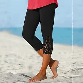 Femmes Pantalon capri Leggings Élégant Capris Taille haute Noir Été Printemps
