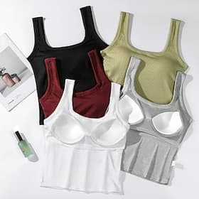 Femmes Débardeur A côtes Uni Élégant Sans manches Bretelles Hauts Réguliers Occasionnel Quotidien Sports Noir Blanche Rouge Vert Gris Été Printemps