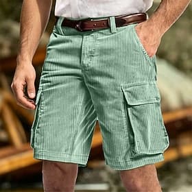 Homme Shorts cargo Shorts Short décontracté Short en velours côtelé Avec Poches Taille Élastique Uni Confort Respirant Longueur Genou Occasionnel Extérieur Pla