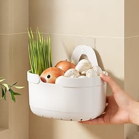 Panier de rangement mural pour serviettes (1 ou 3 pièces), organisateur de salle de bain sans perçage, grande capacité, avec système d'évacuation de l'eau, gai