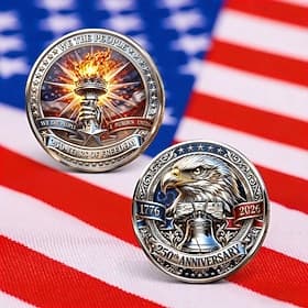 Pièce commémorative du 250e anniversaire des États-Unis, 1776-2026 «Nous le peuple», pièce de collection avec cloche de la Liberté et aigle à tête blanche, c