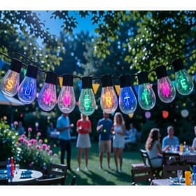 Guirlande lumineuse solaire, éclairage extérieur pour terrasse avec ampoules LED estivales, étanche et incassable, pour la décoration de jardin