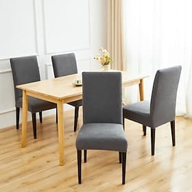 Housse de chaise de salle à manger en polaire (1 pièce), housse extensible et élastique pour la maison et l'hôtel, protection douce et lavable, lot de 4 ou 6.