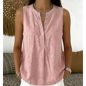 Women's Shirt Elegant Vacation Vintage Sleeveless Regular Tops Casual Daily Holiday Blue White Pink Orange Green Summer Spring