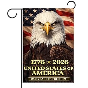 Lot de 2 drapeaux de jardin double face pour le 250e anniversaire des États-Unis, décorations et accessoires patriotiques pour la fête du 4 juillet à la maison