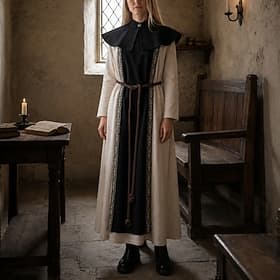 Rétro Vintage Médiéval Renaissance Robe Moine Déguisement Femmes Fantaisie Halloween Carnaval Foire de la Renaissance LARP Adulte Ceinture Peignoir