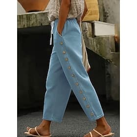 Women's Jeans denim Chinos Casual Pants Fashion Full Length High Waist Comfort Inelastic Vacation Formal Blue Summer Spring Regular Fit