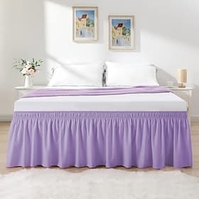 Jupe de lit à ceinture élastique ajustable, volant anti-poussière enveloppant de 38 cm (15 pouces), protège-matelas infroissable
