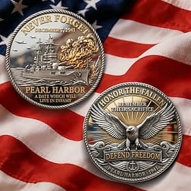 Pièce commémorative de Pearl Harbor, 7 décembre 1941, objet de collection commémoratif militaire, hommage aux disparus, défense de la liberté, cadeau patriotiq